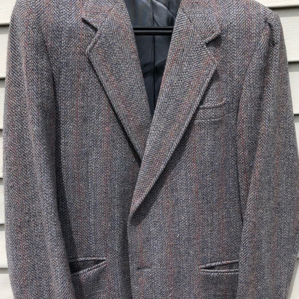 Men's Gray Tweed Blazer - Classic Herringbone Sport Coat